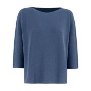 Lurex Boat-Neck Jumper Le Tricot Perugia , Blue , Dames