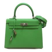 Pre-owned Leather handbags Hermès Vintage , Green , Dames