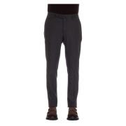 Slim Fit Grijze Wollen Flanellen Broek Tagliatore , Gray , Heren