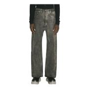 Jeans met gecoate viltfinish Rick Owens , Gray , Heren