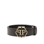 Stijlvolle Leren Riem met Uniek Ontwerp Philipp Plein , Brown , Heren