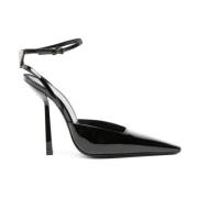 Elegante Zwarte Leren Pumps Saint Laurent , Black , Dames