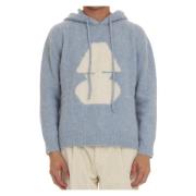 Heldere Blauwe Jacquard Sweater Hoodie Autry , Blue , Heren