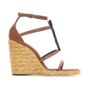 Cassandra Wedge Espadrilles Saint Laurent , Brown , Dames