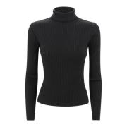 Ribgebreide Hoge Hals Sweater Zwart P.a.r.o.s.h. , Black , Dames