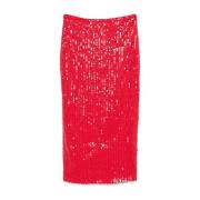 Pailletten Midi Rok Rood Vrouwen Rotate Birger Christensen , Red , Dam...