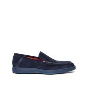 Klassieke Leren Loafers Santoni , Blue , Heren