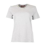 Grijze Rhinestone Crew Neck T-shirt Max Mara Studio , Gray , Dames