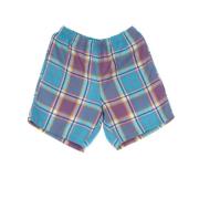 Geruite Aqua Multi Shorts Elastische Taille Obey , Multicolor , Heren