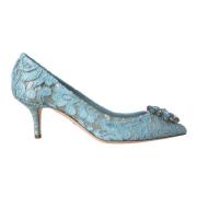 Blauwe Taormina Kant Kristal Hak Pumps Dolce & Gabbana , Blue , Dames