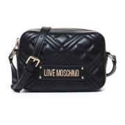 Gewatteerde Zwarte Ecolederen Schoudertas Love Moschino , Black , Dame...