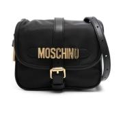 Zwarte Logoschoudertas Moschino , Black , Dames