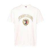 Korte Mouw T-Shirt Klassieke Ronde Hals Tommy Hilfiger , White , Heren