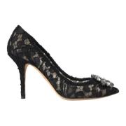 Zwarte Kant Kristal Hak Pumps Dolce & Gabbana , Black , Dames