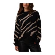 Zwarte Gebreide Pullover Sweater Aop Object , Black , Dames