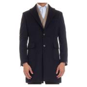 Blauwe Cashmere Jas met Revers Barba , Blue , Heren