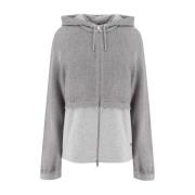 Dubbelstof Zip Sweatshirt met Verstelbare Capuchon Panicale , Gray , D...