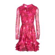 Zijden Fuchsia Print Jurk Giambattista Valli , Pink , Dames