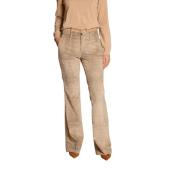 Fluwelen Krokodillenprint Flare Chino Broek Mason's , Beige , Dames