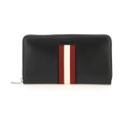 Leren portemonnee met ritssluiting en Bally Stripe lintinzet Bally , B...