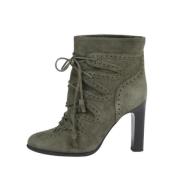 Pre-owned Suede boots Hermès Vintage , Green , Dames