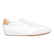 Witte Leren Sneakers met Gouden Stud Hogan , White , Heren