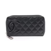 Pre-owned Leather wallets Chanel Vintage , Black , Dames