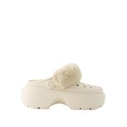 Stomp Gevoerde Slides - Wit Crocs , White , Dames