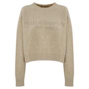 Logo Geborduurde Trui Ivoor Philosophy di Lorenzo Serafini , Beige , D...