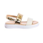 Metallic Strap Sandalen met Ronde Neus Liu Jo , Beige , Dames