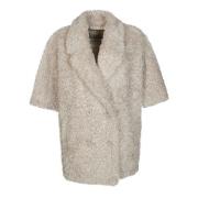 Eco-Fur Mantella Jas Herno , Beige , Dames