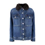 Denimjack met nepbontkraag Pinko , Blue , Dames