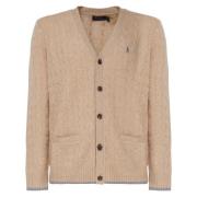 Beige Wol Kasjmier V-Hals Vest Ralph Lauren , Brown , Heren