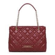 Zwarte Schoudertas met Klep Sluiting Love Moschino , Red , Dames