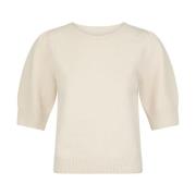 Ivory Bow Gebreide Tee Top Neo Noir , Beige , Dames