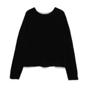 Zwarte Gebreide Crew Neck Sweater Semicouture , Black , Dames