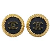 Pre-owned Metal earrings Chanel Vintage , Yellow , Dames