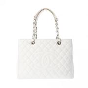 Pre-owned Leather totes Chanel Vintage , White , Dames