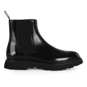 Leren Chelsea Boot Elastische Stofinzet Doucal's , Black , Heren