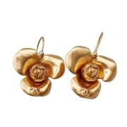 Pre-owned Metal earrings Chanel Vintage , Yellow , Dames