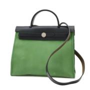 Pre-owned Leather totes Hermès Vintage , Green , Dames