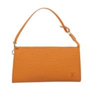 Pre-owned Leather clutches Louis Vuitton Vintage , Orange , Dames