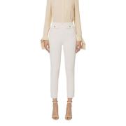 Capri Broek met Stud Detail Elisabetta Franchi , Beige , Dames