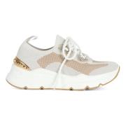 Sneakers van stretchstof met strass Emanuelle Vee , White , Dames