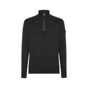 Donkergrijze Wollen Halfzip Trui Peuterey , Black , Heren