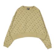 Allover Print Crewneck Sweatshirt voor Vrouwen Nike , Beige , Dames