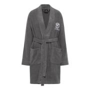 Kimono Stijl Geborduurde Badjas Carlo Colucci , Gray , Dames