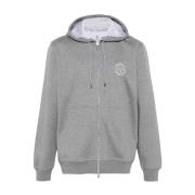 Grijze hoodie met logoprint Brunello Cucinelli , Gray , Heren