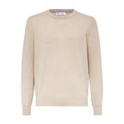 Kasjmier Crewneck Sweater Beige Brunello Cucinelli , Beige , Heren