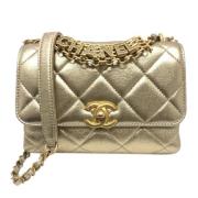 Pre-owned Leather chanel-bags Chanel Vintage , Yellow , Dames